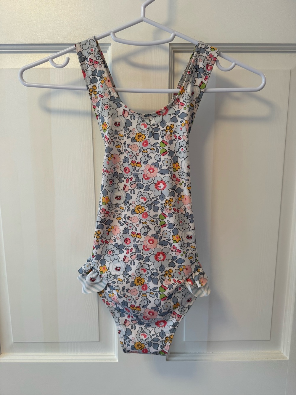 Girls' Floral One-Piece Swimsuit - Pink & Gray